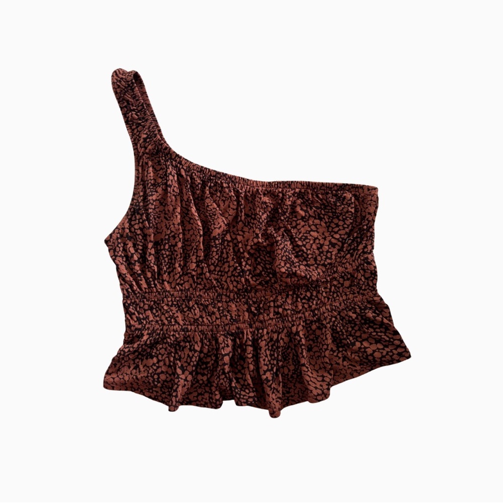 One-Shoulder Leopard Print Top